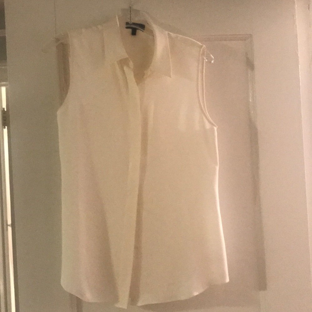 Theory Silk ivory button down blouse